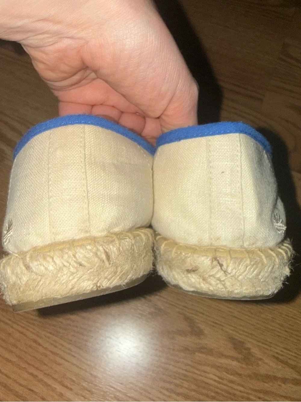 Soludos Ma Chérie Cherry Embroidered Espadrilles in White with Blue Trim